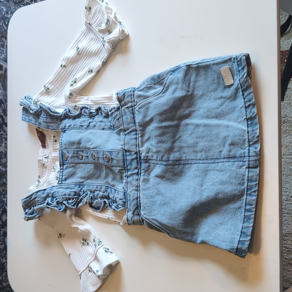 seven for all mankind denim romper and flutter sleeve top size 24M